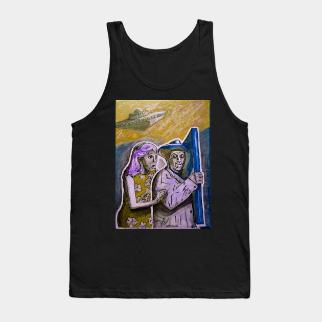 Saint-Tropez UFO Alien Invasion Tank Top by Edward Schtrudel